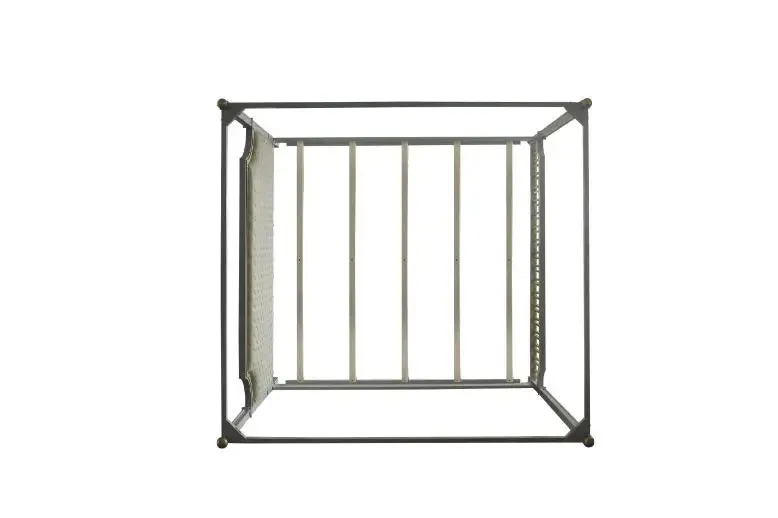 Florence California King Bed, Beige Faux Leather, Gold & Pearl Gray Finish
