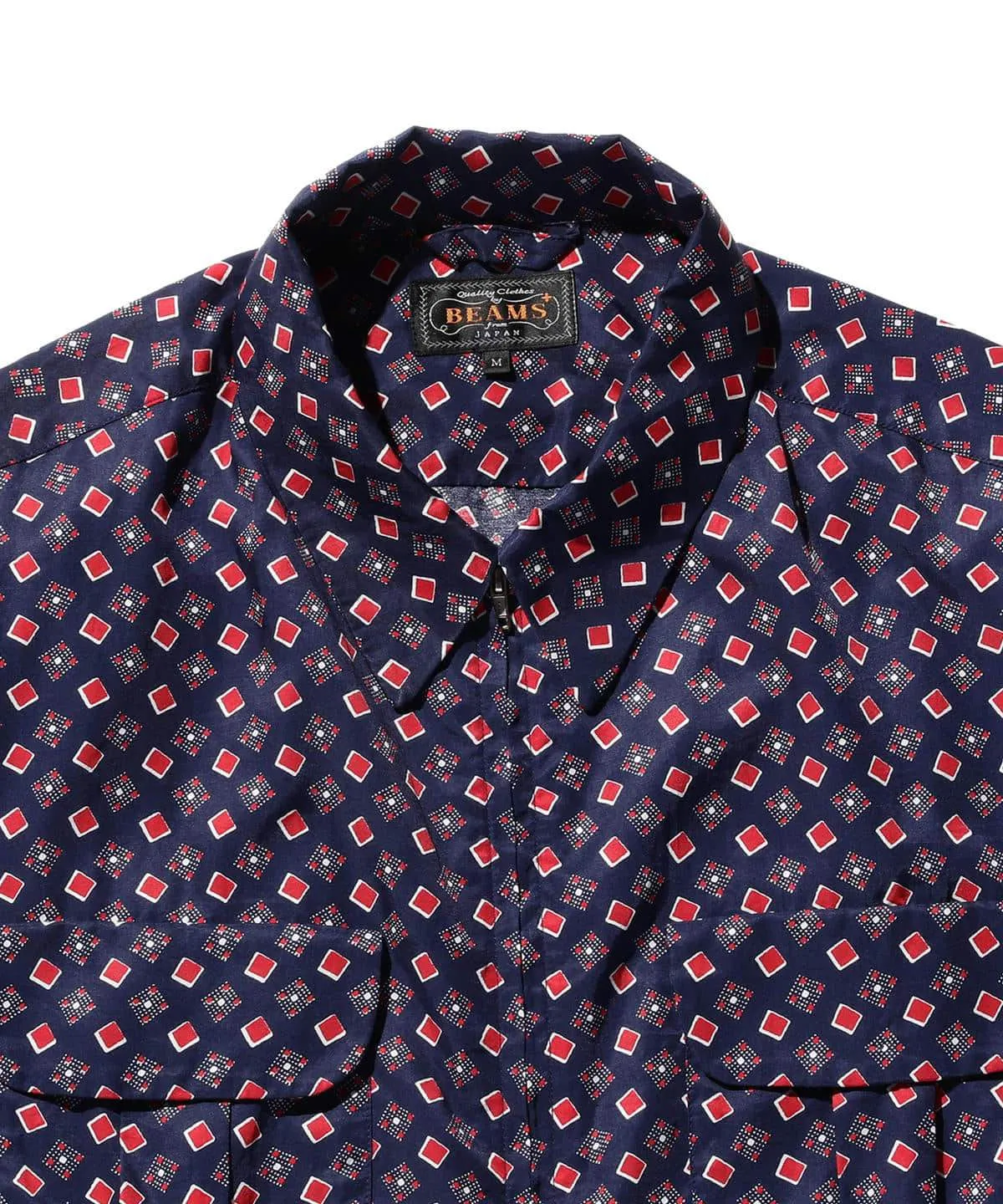 Geometric Print Zip-Front Blouson