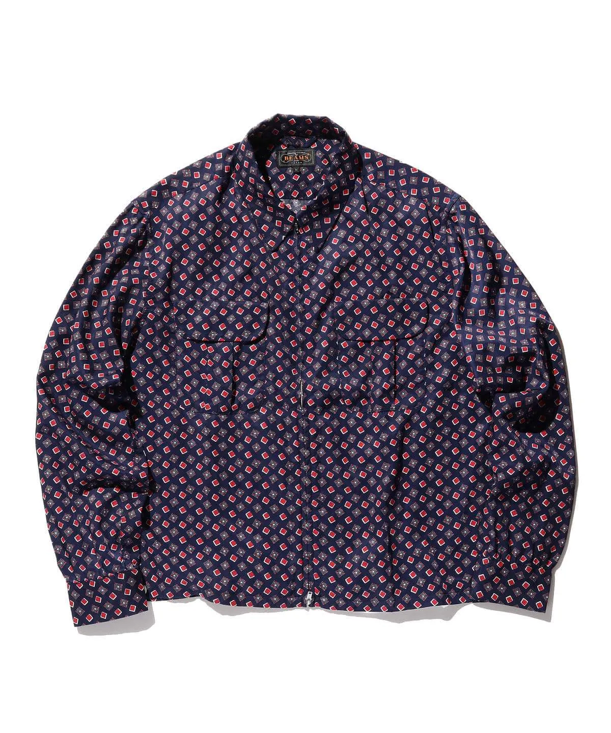 Geometric Print Zip-Front Blouson