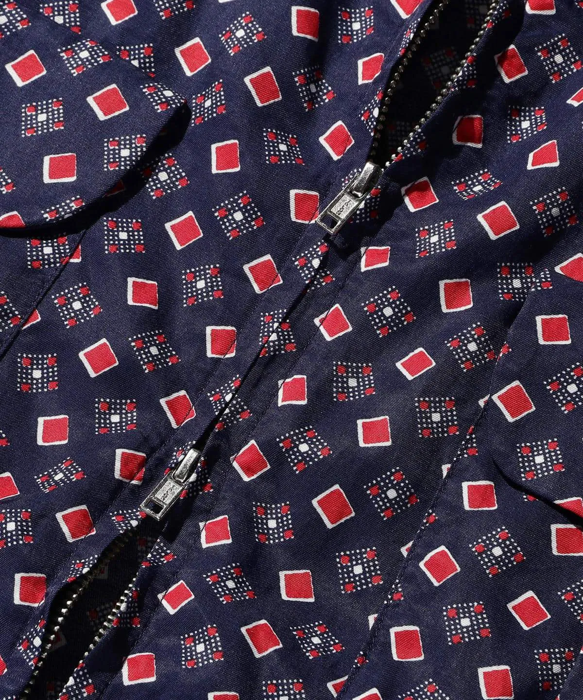 Geometric Print Zip-Front Blouson