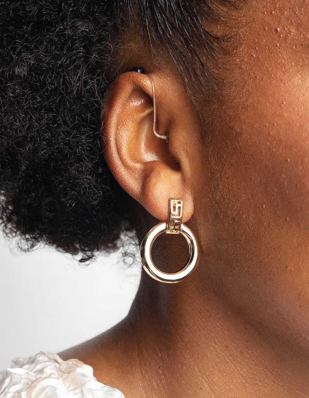 Gold Greek Key Door Knocker Earrings
