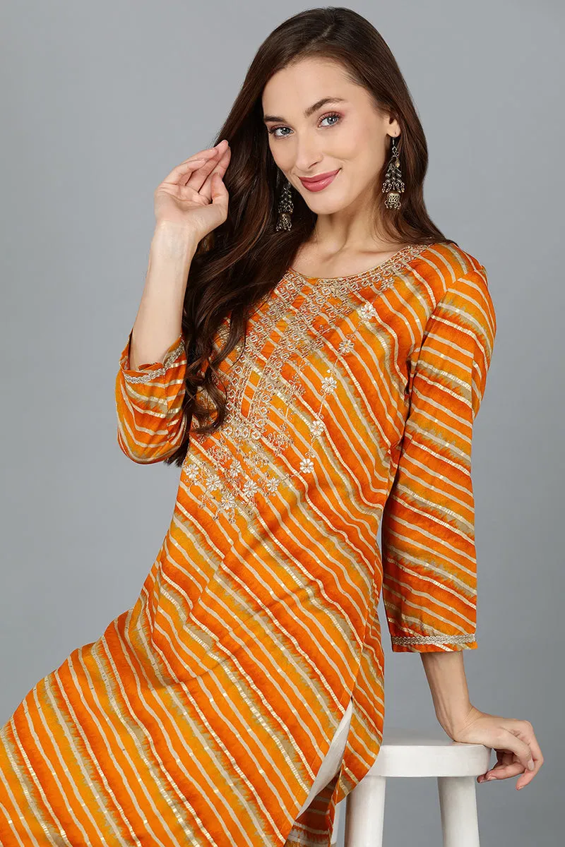 Gold Silk Blend Straight Kurtas