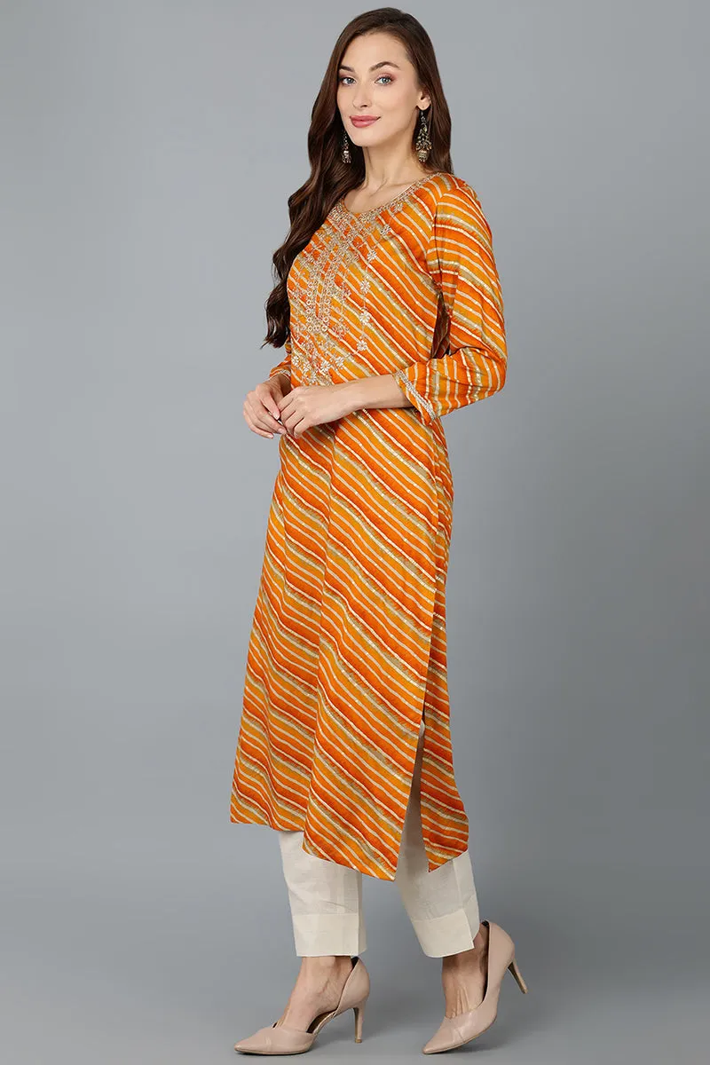 Gold Silk Blend Straight Kurtas