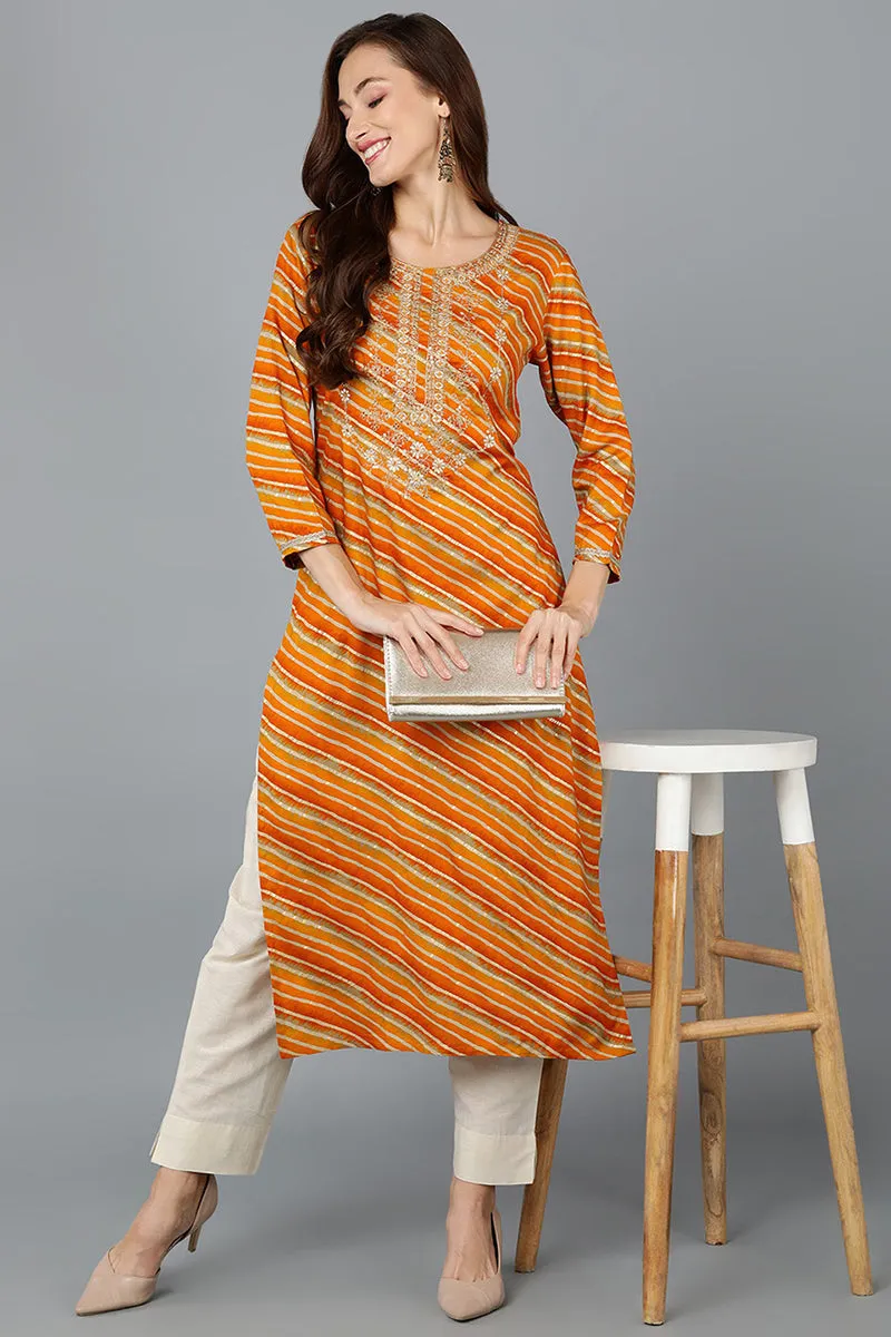 Gold Silk Blend Straight Kurtas