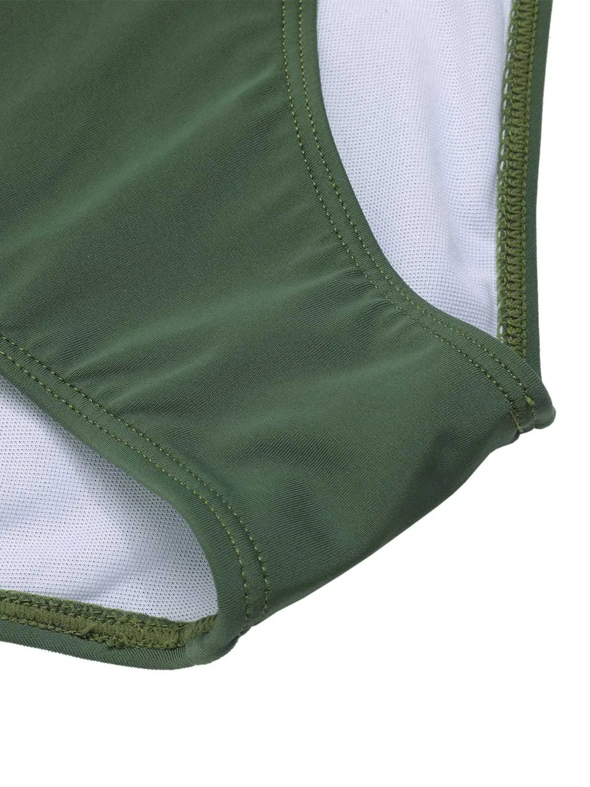 Green Gray 1940s Halter Plaids Swimsuit