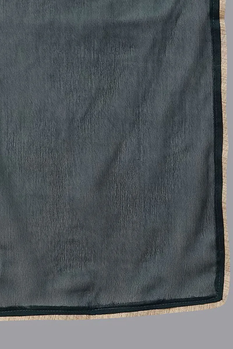 Green Silk Blend Solid Straight Suit Set