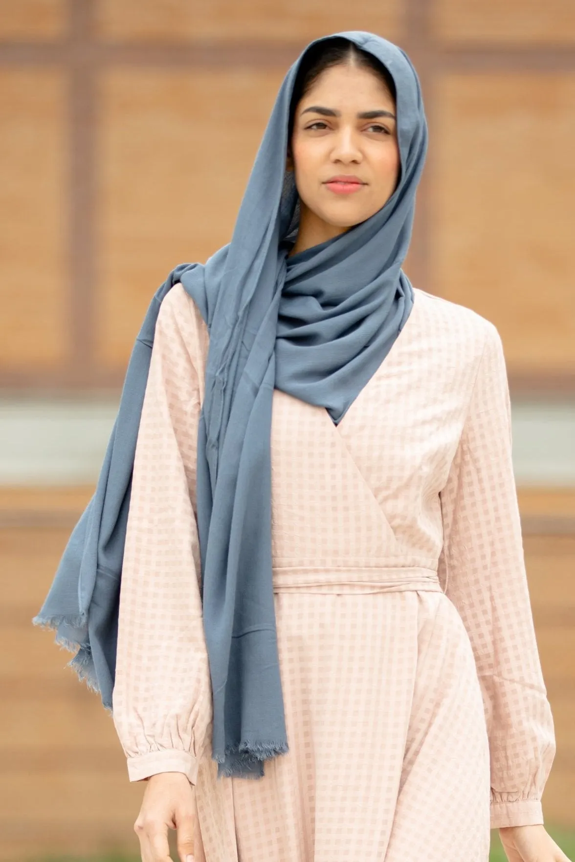 Grey Modal Fringe Edge Hijab