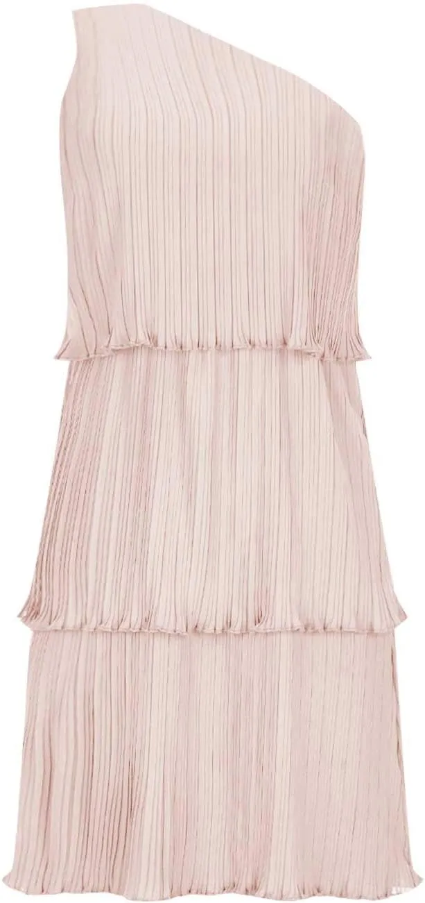 HGps8w One Shoulder Dresses for Women Summer Sleeveless Ruffle Tiered Layered Chiffon Flowy A Line Mini Dress for Party