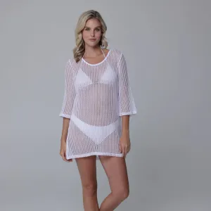 J Valdi Bora Scoop Neck Tunic Coverup - White