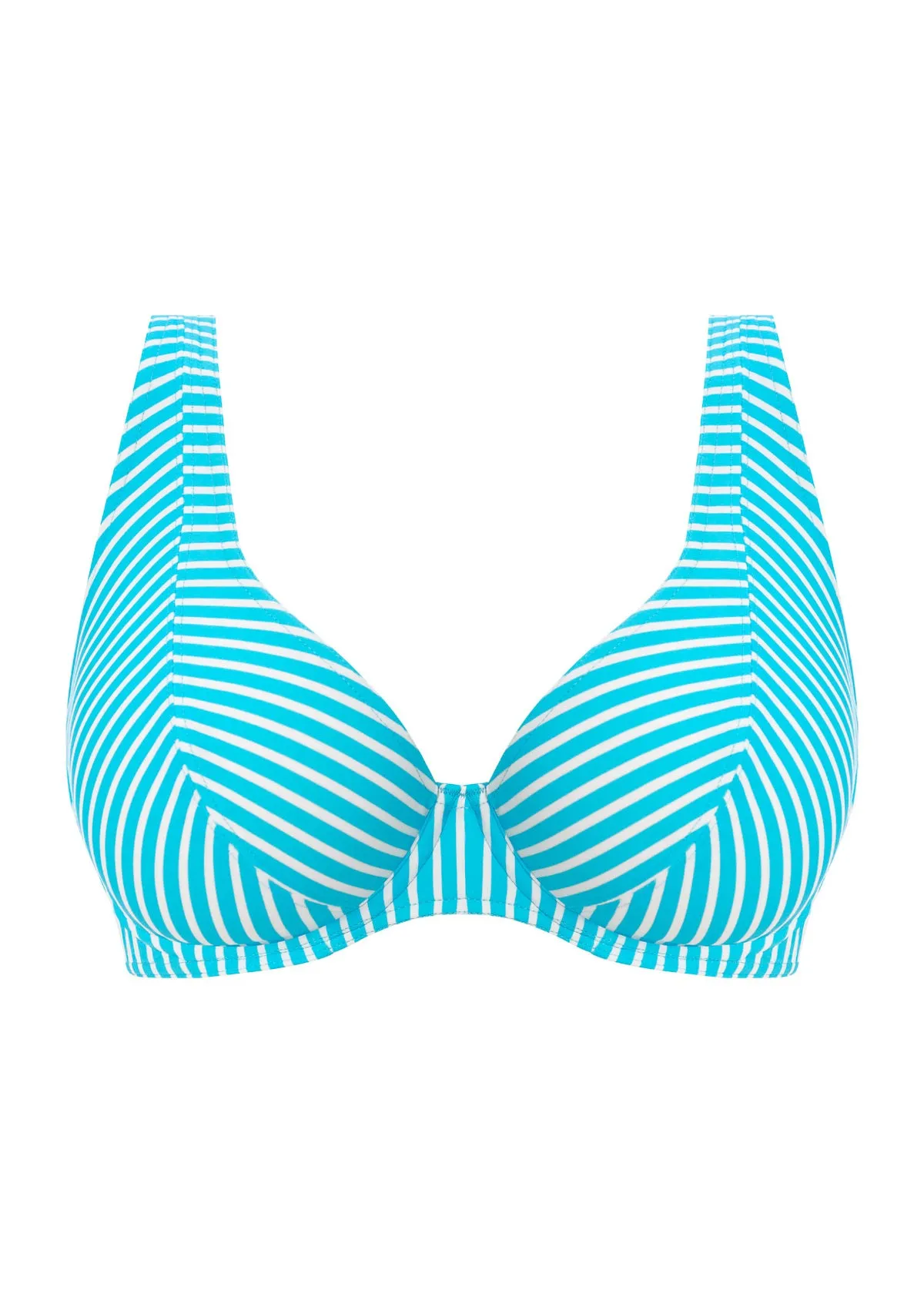Jewel Cove High Apex Bikini Top In Stripe Turquoise - Freya
