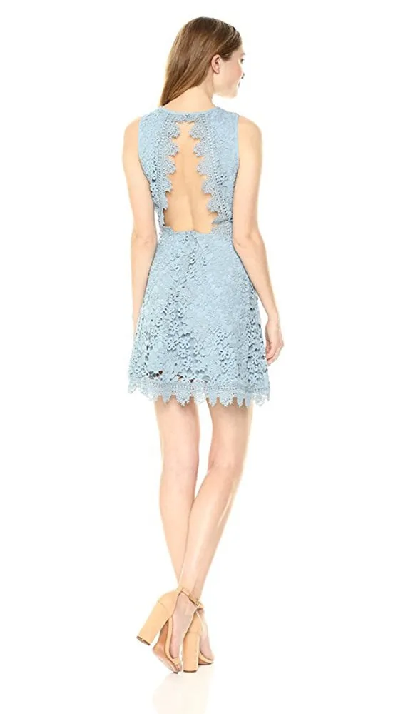 J.O.A. Open Back Scallop Lace Mini Dusty Shale
