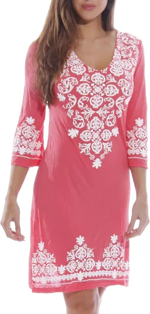 Just Love Womens 3/4 Sleeve Swimsuit Cover Up Casual Tunic Resort Wear