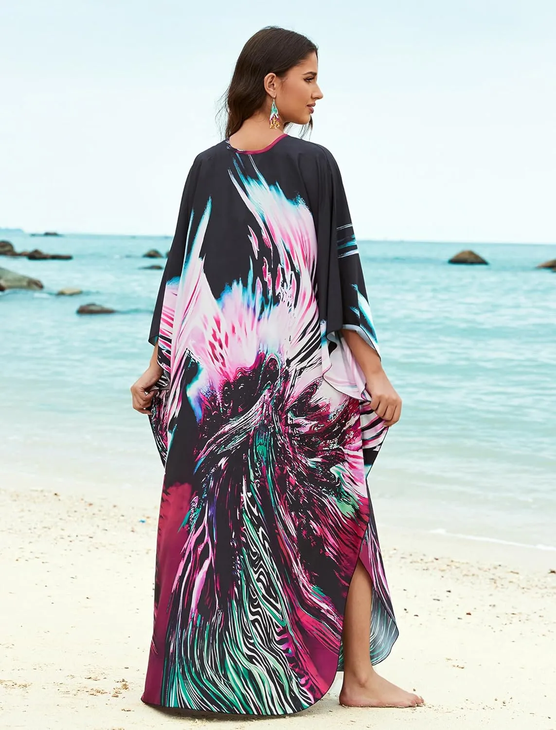 Kaftan Dresses for Women Plus Size Caftans Loungewear Swimsuit Coverup Butterfly Maxi Beach Dress Lightweight Muumuu