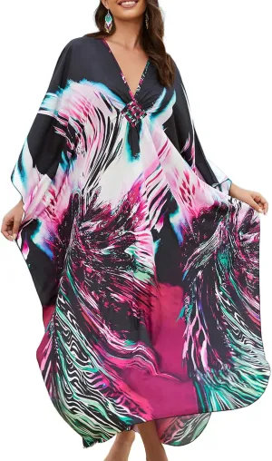 Kaftan Dresses for Women Plus Size Caftans Loungewear Swimsuit Coverup Butterfly Maxi Beach Dress Lightweight Muumuu