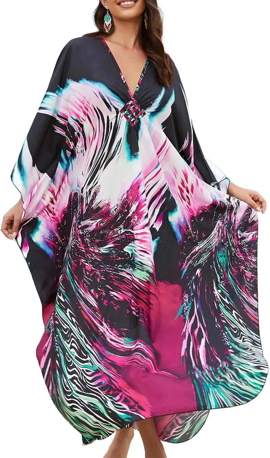 Kaftan Dresses for Women Plus Size Caftans Loungewear Swimsuit Coverup Butterfly Maxi Beach Dress Lightweight Muumuu