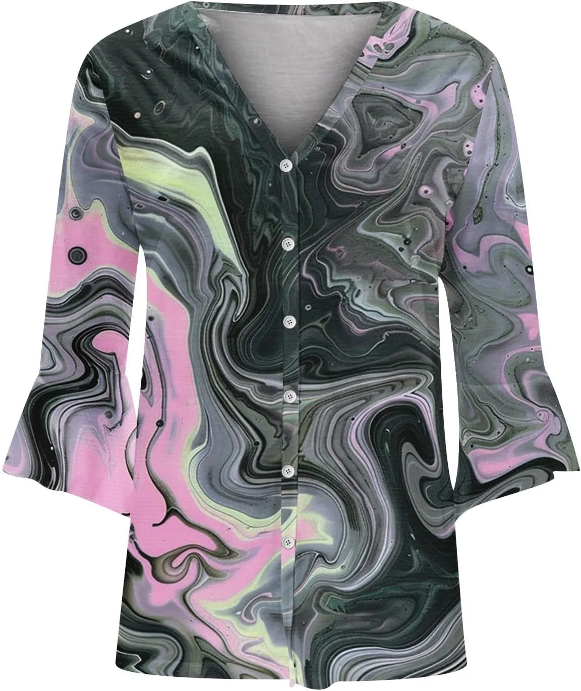 Kimonos for Women Lightweight Loose Beach Cover Ups 3/4 Puff Sleeve Boho Floral Print Shirt Resort Wear Summer Tops