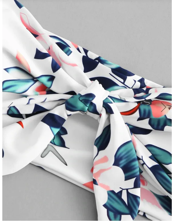 Knot Flower Print Bikini Set
