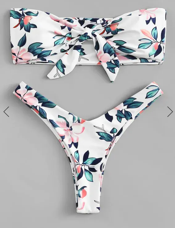 Knot Flower Print Bikini Set