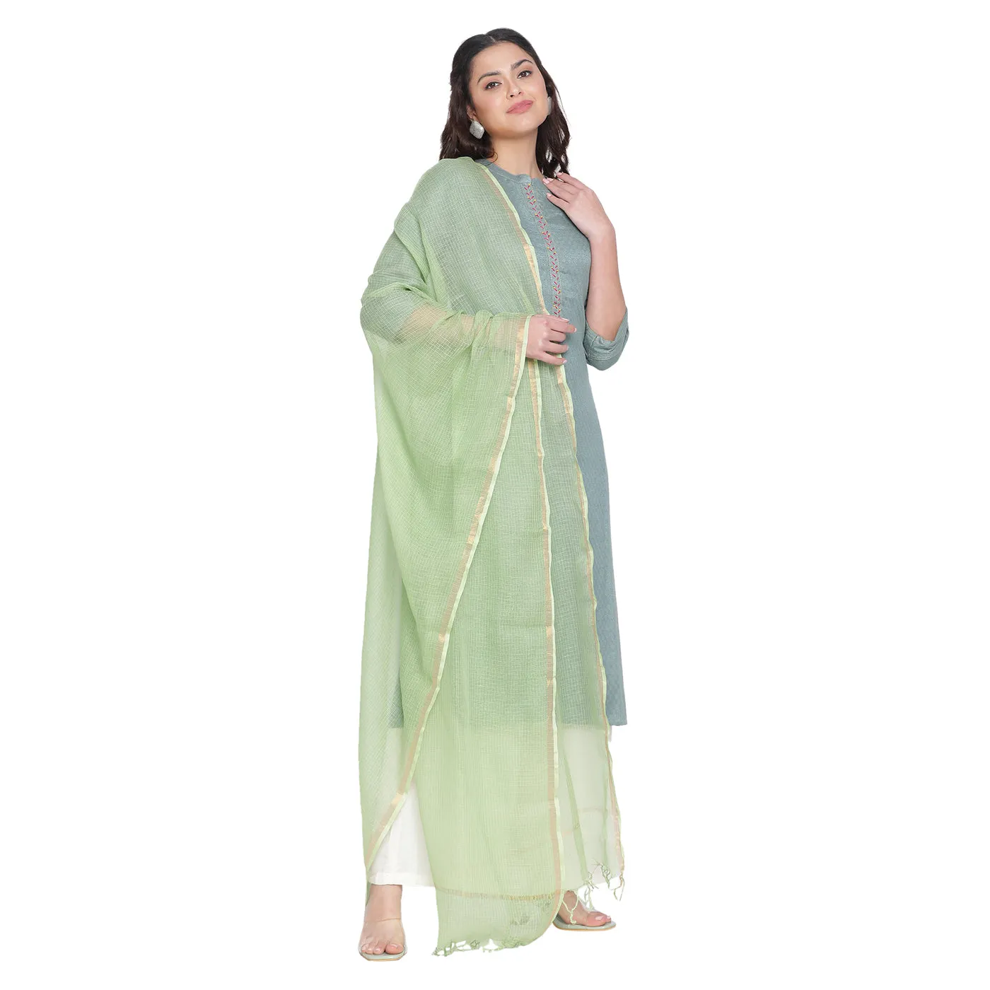 Light Green Kota Cotton Dupatta