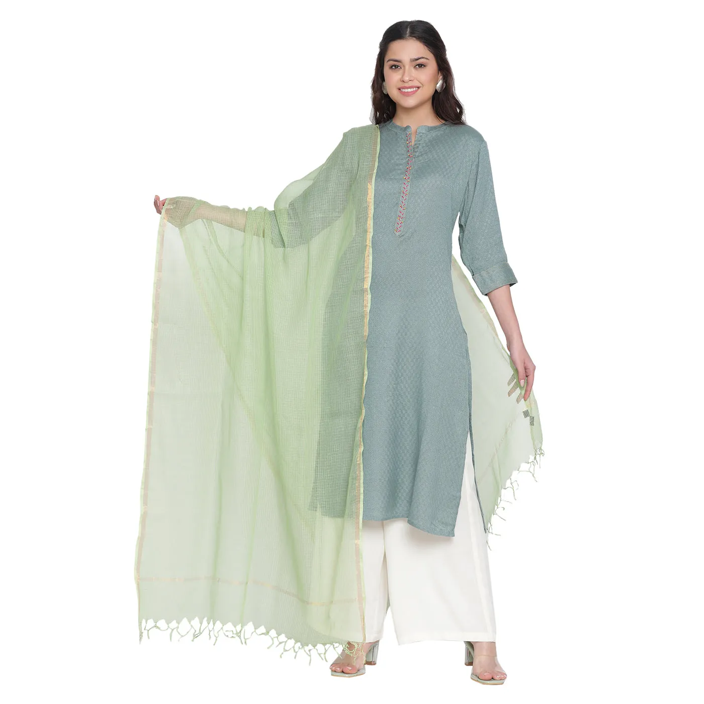 Light Green Kota Cotton Dupatta