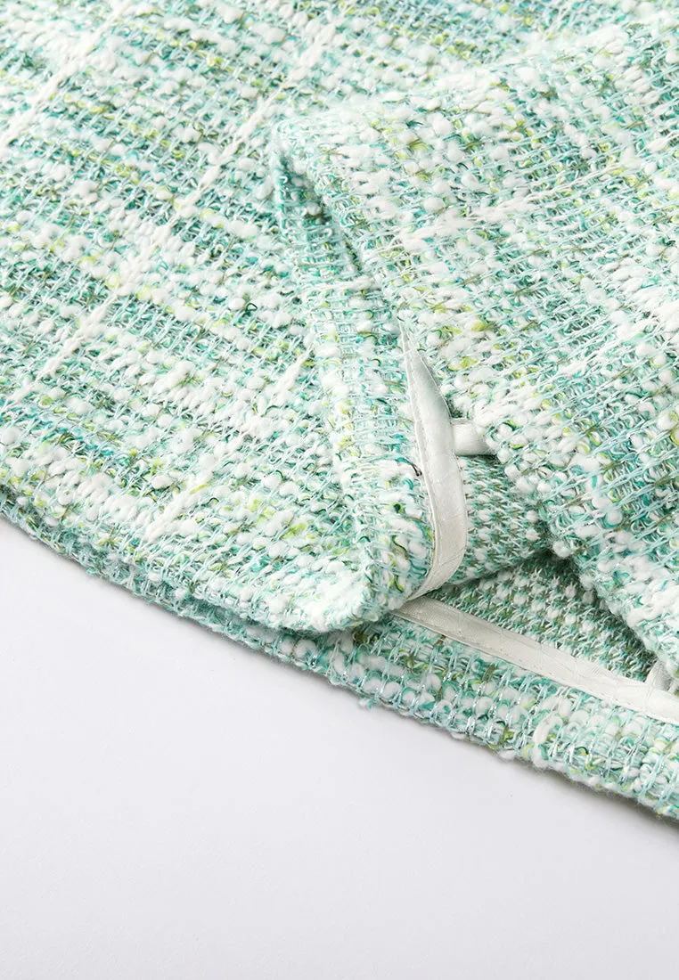 Mint Green Sleeveless Stretch Tweed Dress
