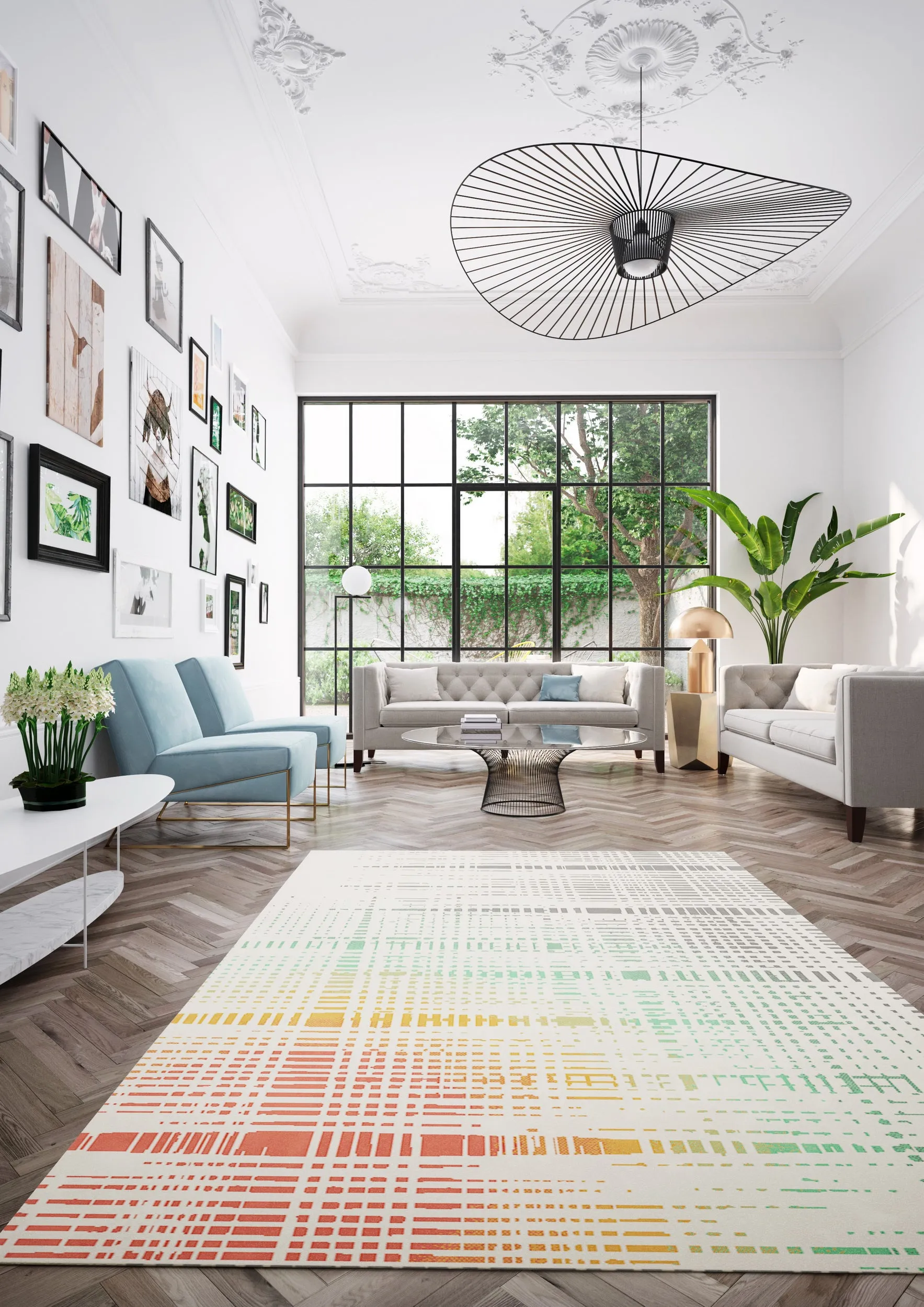 MULTI FACET Contemporary Geometric Rug, Multi colour