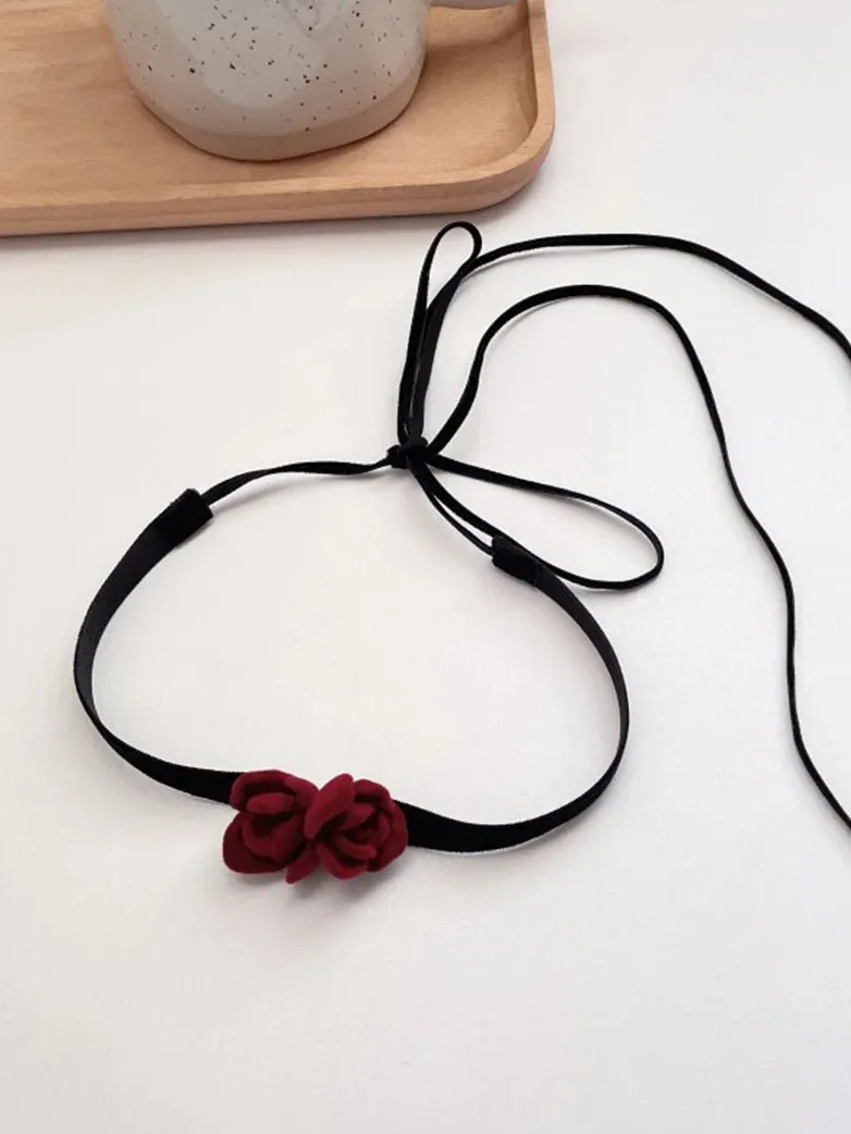 NYE Red Velvet Roses Choker Necklace