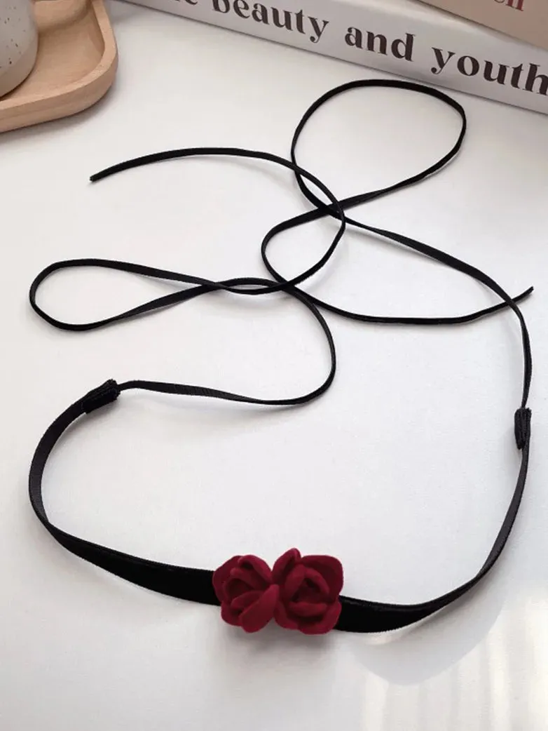 NYE Red Velvet Roses Choker Necklace