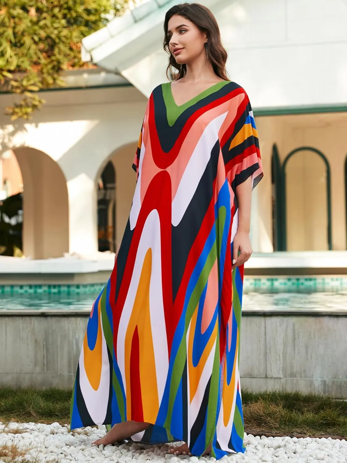 Plus Size Kaftan Dress for Women Caftan Bathing Swim Cover Up Boho Beach Dress Lightweight Loungewear