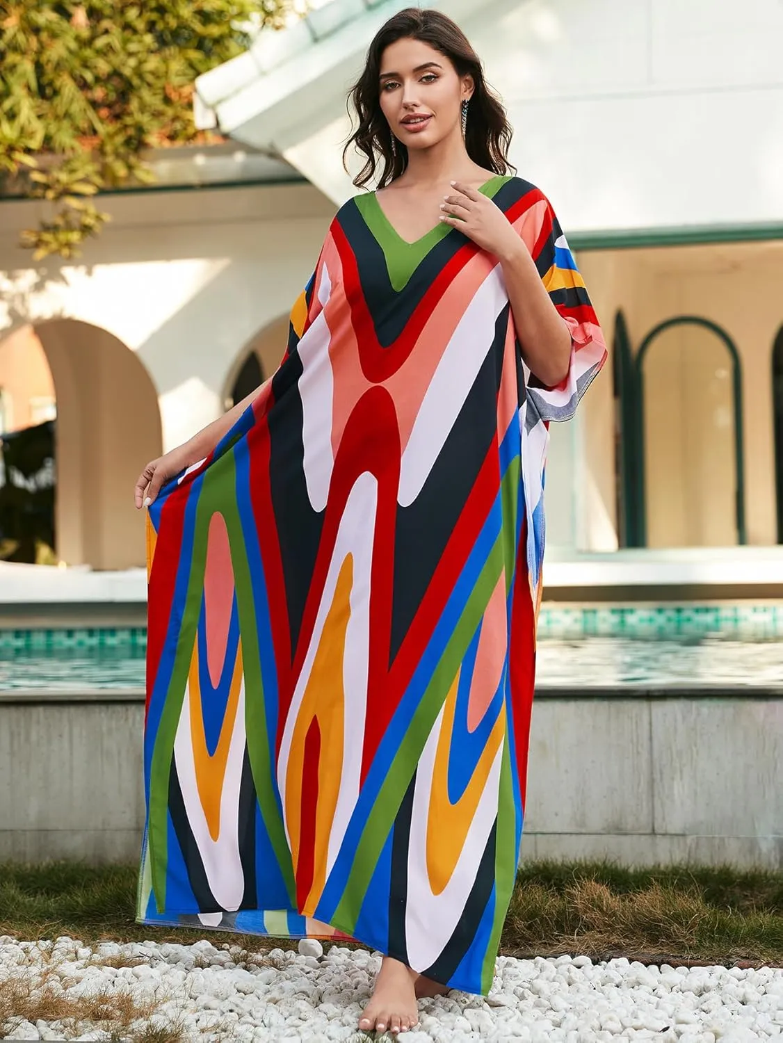 Plus Size Kaftan Dress for Women Caftan Bathing Swim Cover Up Boho Beach Dress Lightweight Loungewear