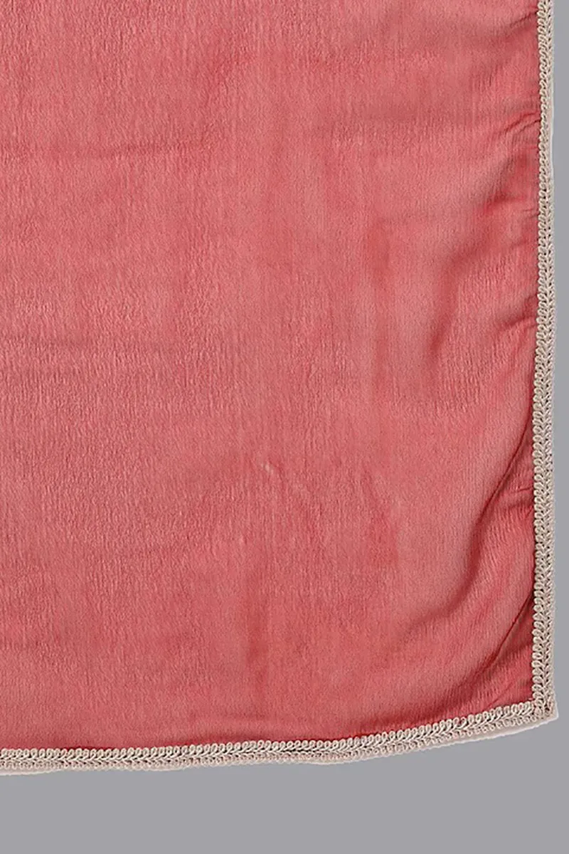 Red Silk Blend Solid Straight Suit Set
