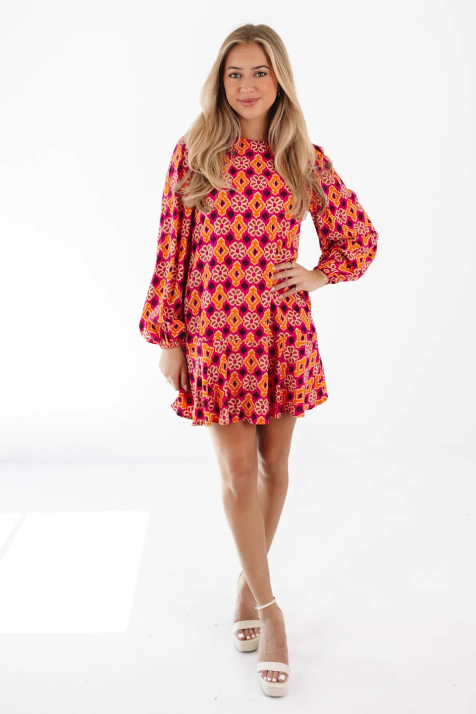 Retro Pop Dress - Pink/Orange