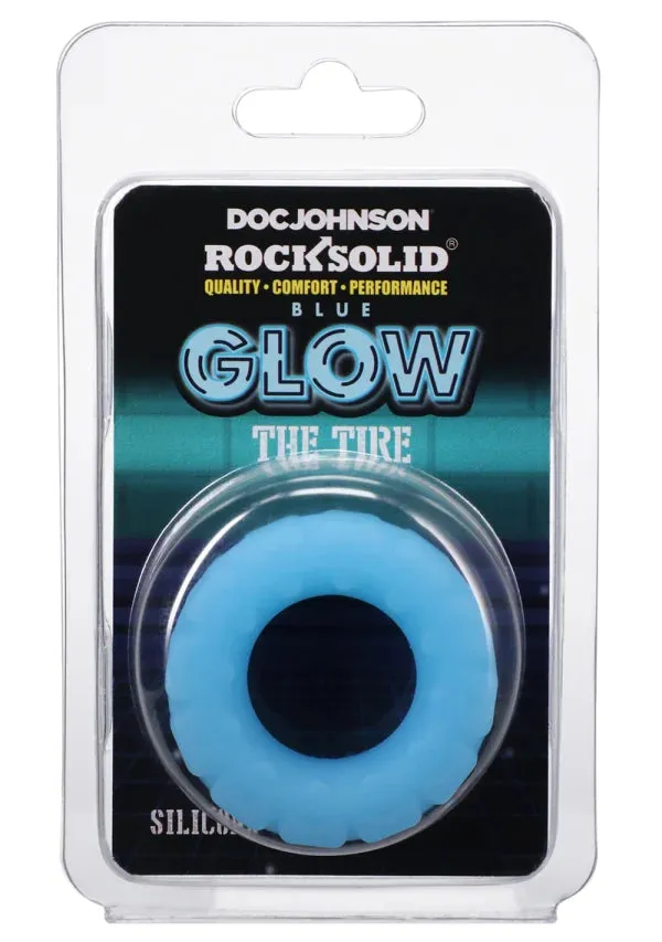 Rock Solid The Tire Silicone Glow in the Dark Cock Ring - Blue