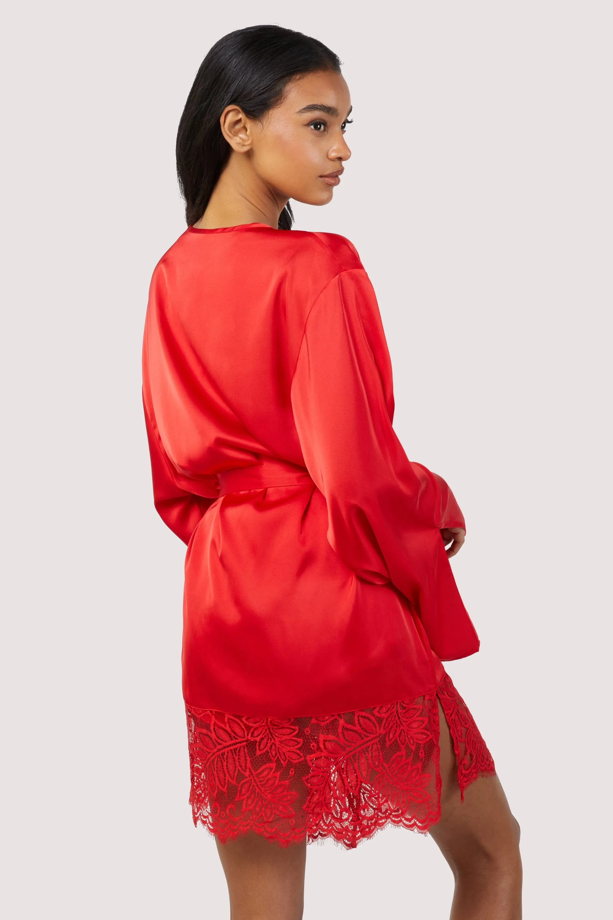 Rosie Red Satin and Lace Robe