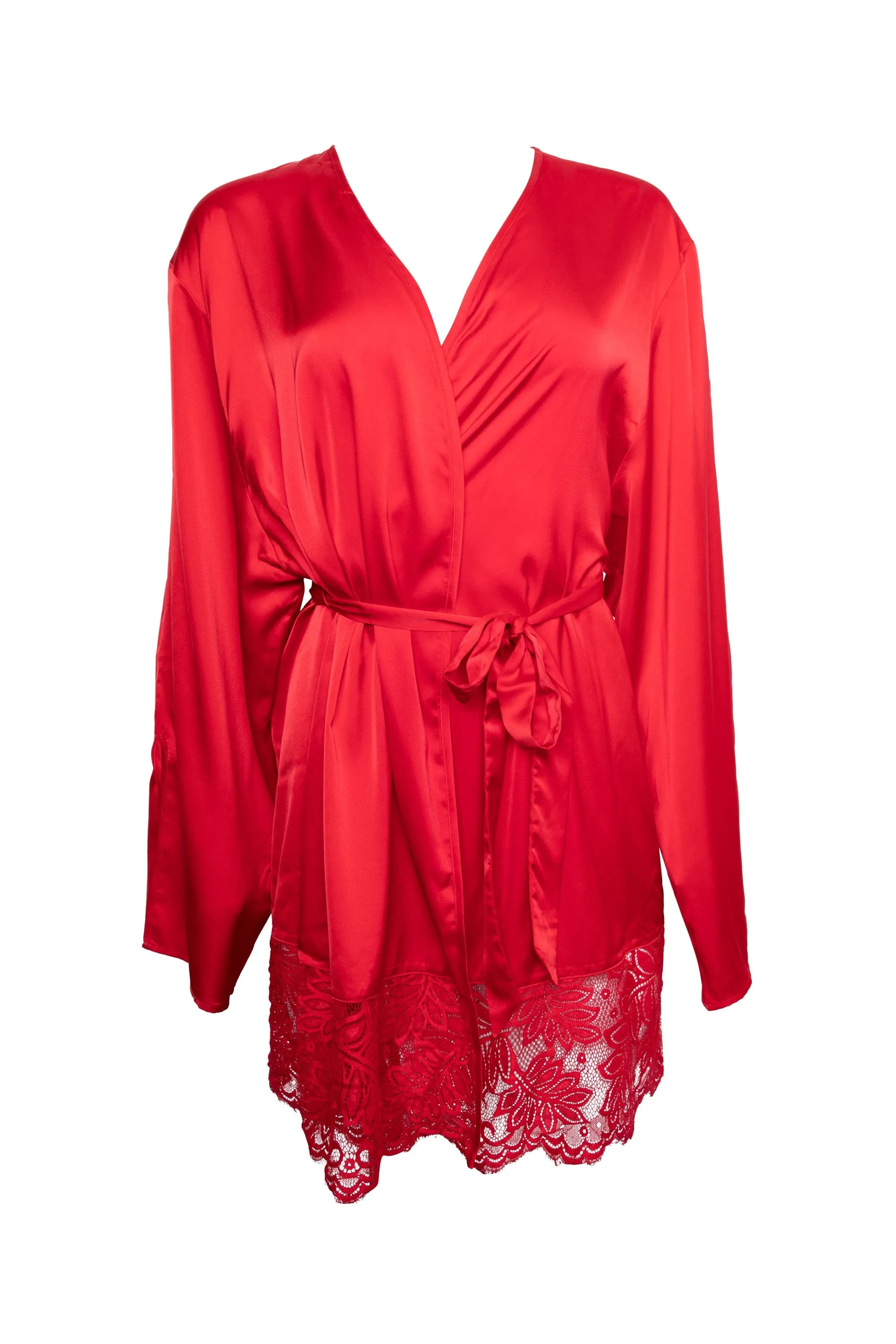 Rosie Red Satin and Lace Robe