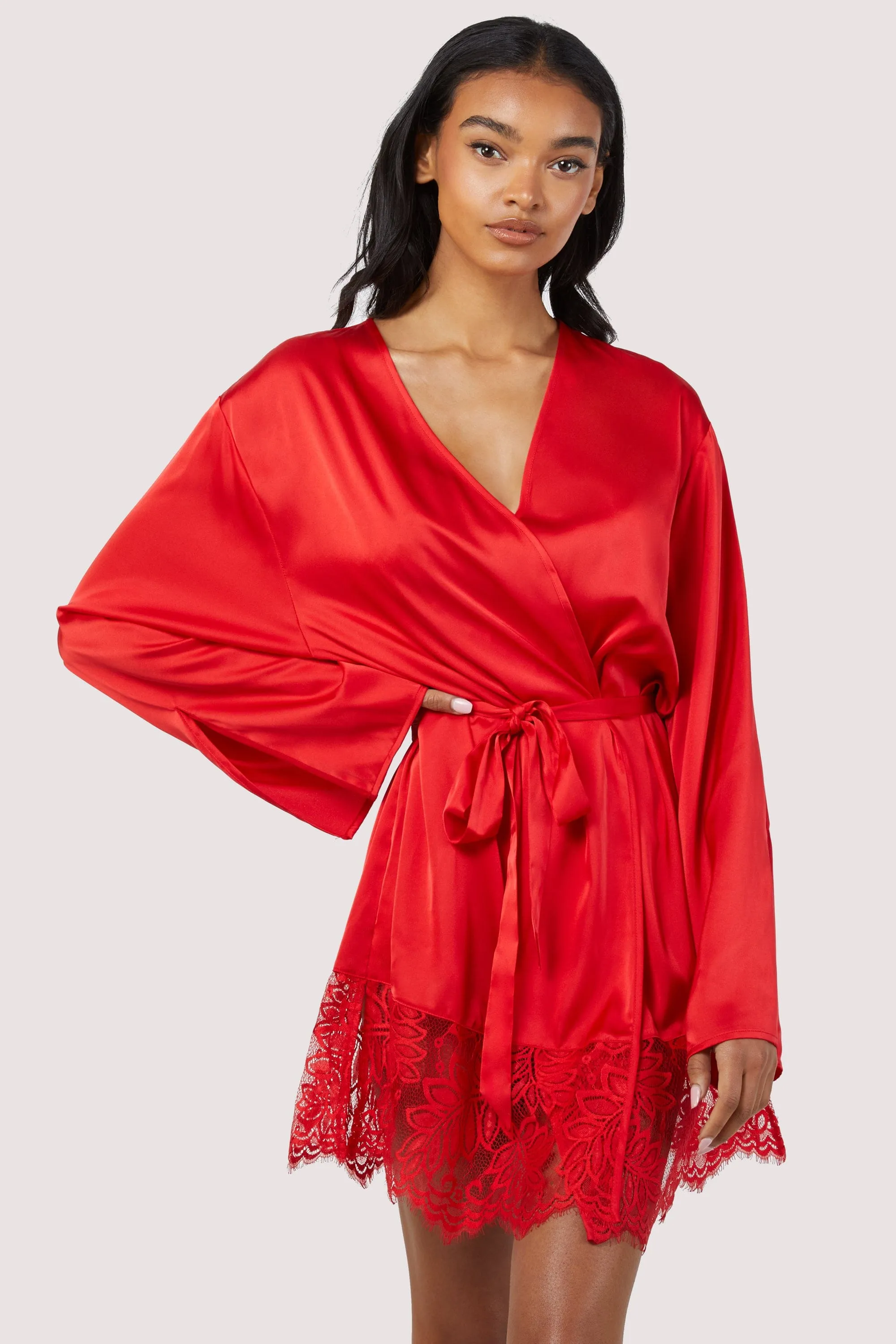 Rosie Red Satin and Lace Robe