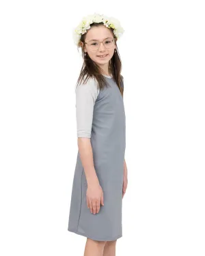 S19-KDB-GM Grey Metallic Kids Baseball Swim Dress