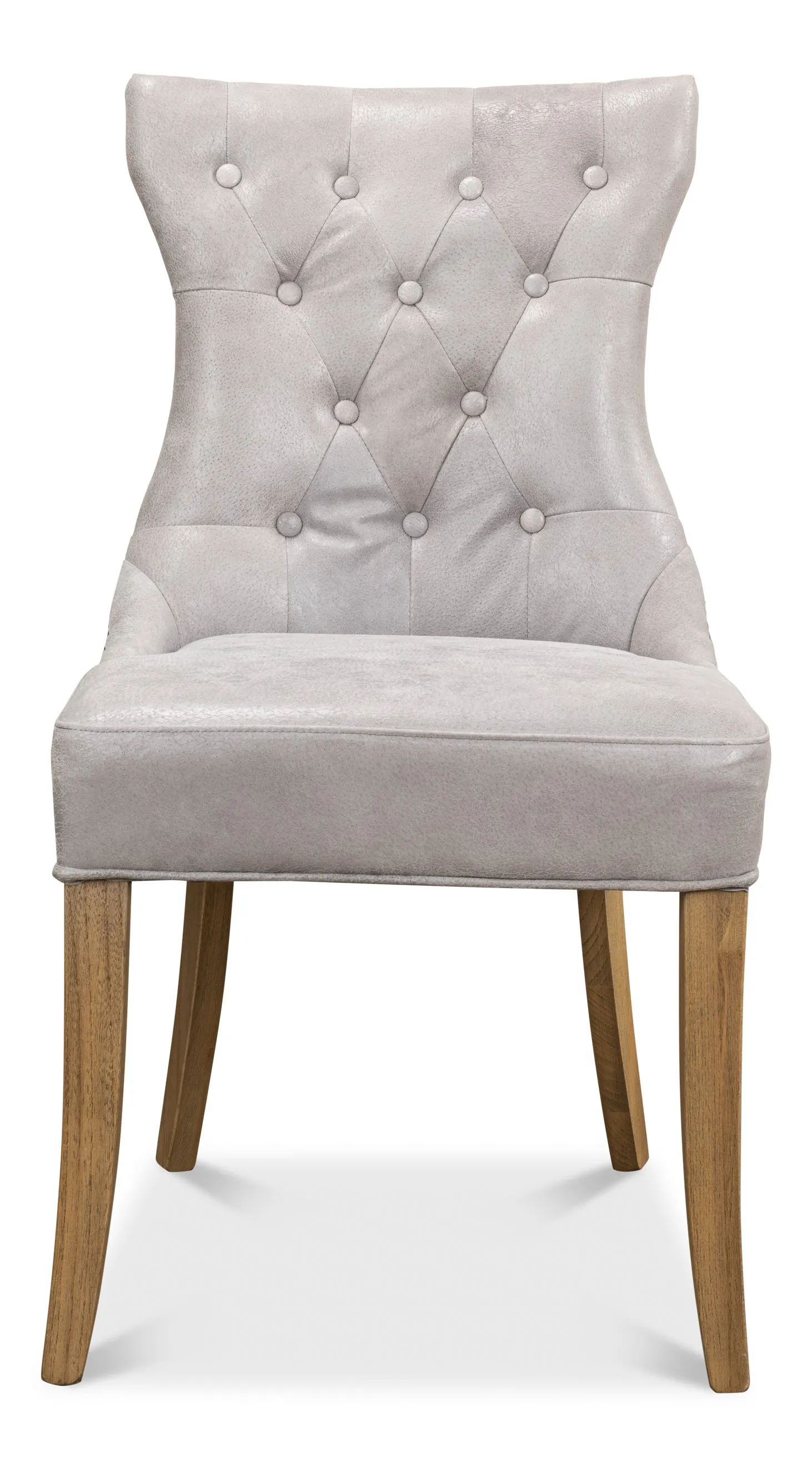 Sarreid - Sophie Side Chair Gray Leather - Grey - Transitional - set of 2