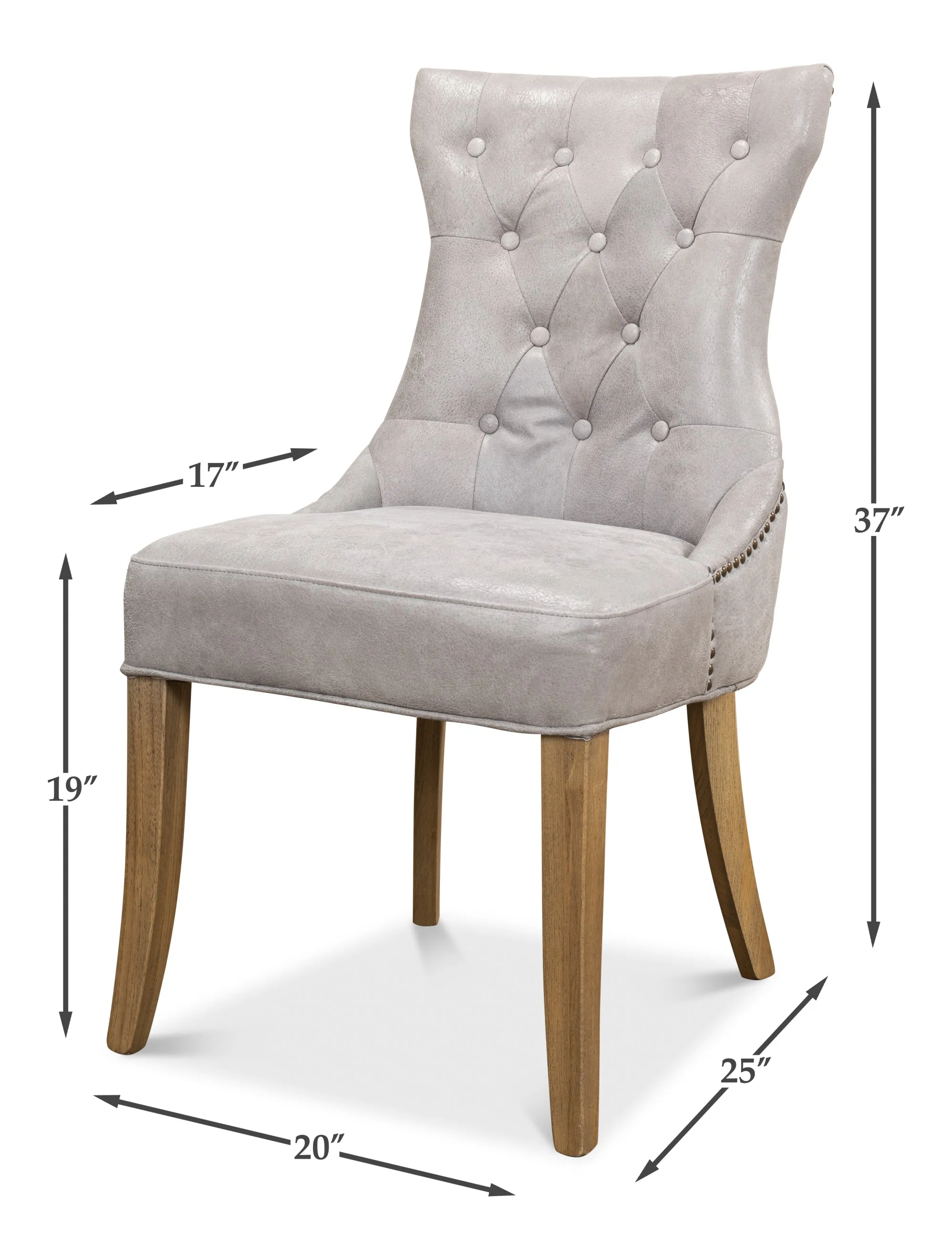 Sarreid - Sophie Side Chair Gray Leather - Grey - Transitional - set of 2