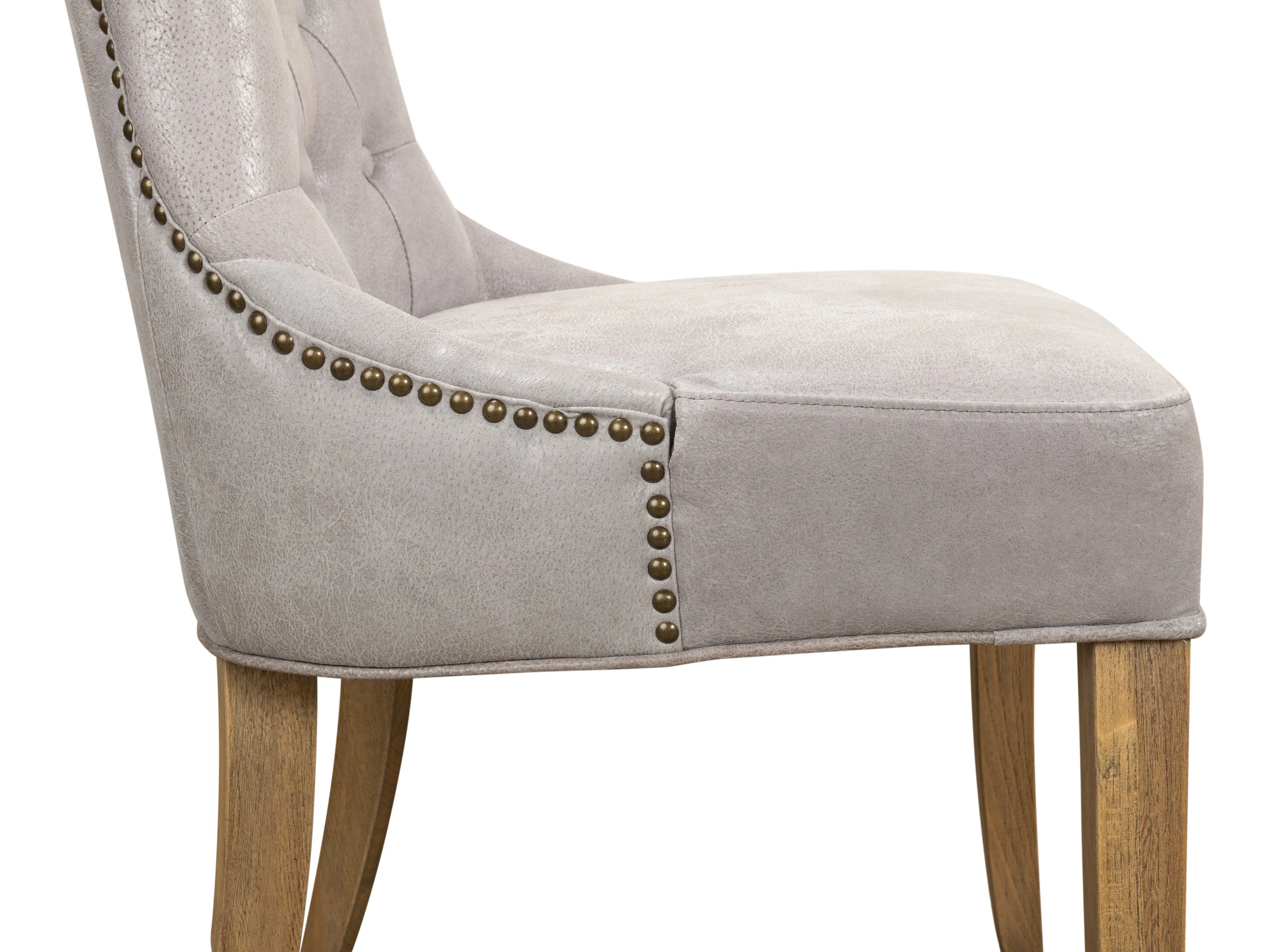 Sarreid - Sophie Side Chair Gray Leather - Grey - Transitional - set of 2