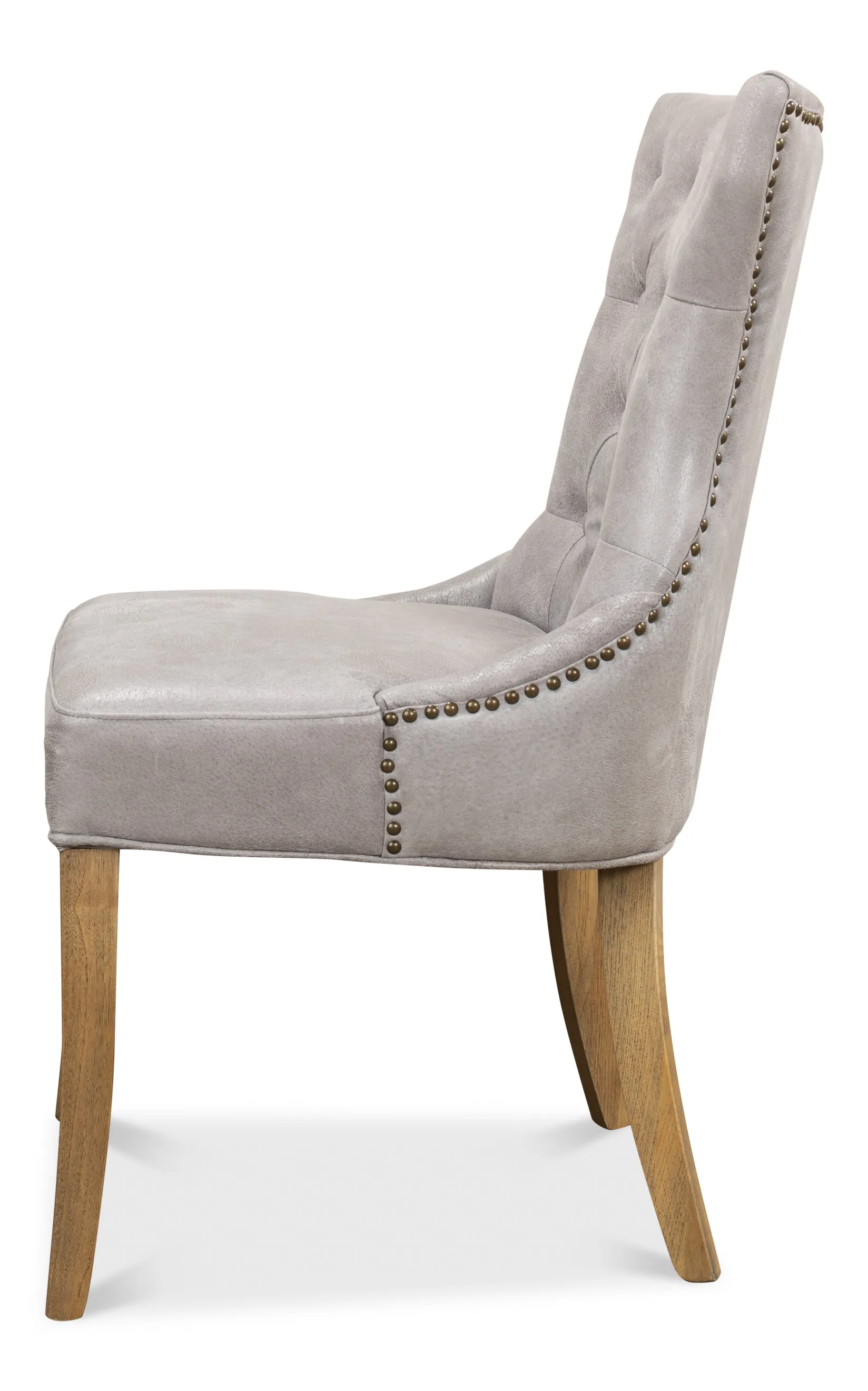 Sarreid - Sophie Side Chair Gray Leather - Grey - Transitional - set of 2