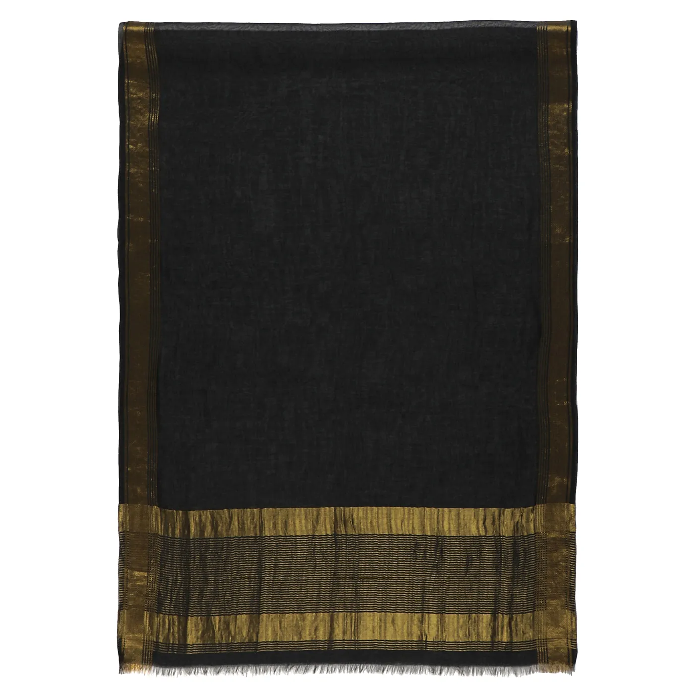 Solid Black with Golden Stripe Dupatta
