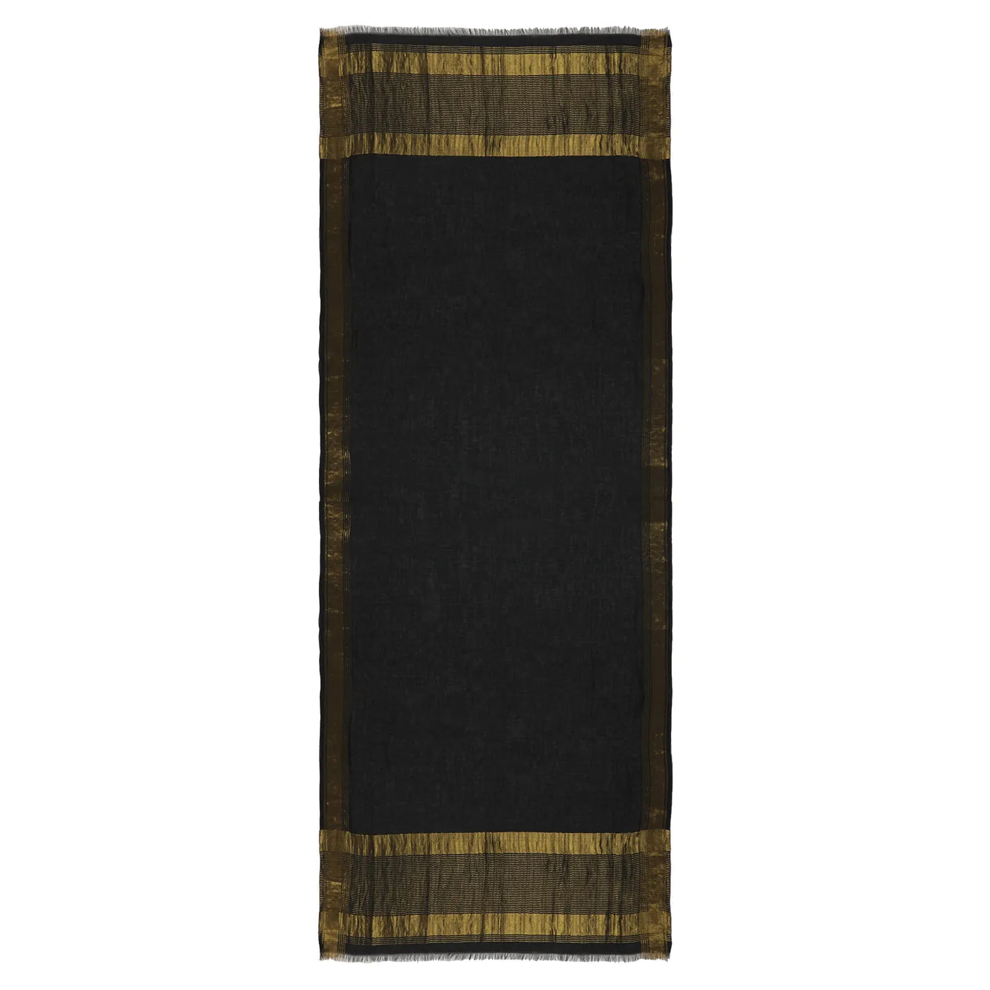 Solid Black with Golden Stripe Dupatta