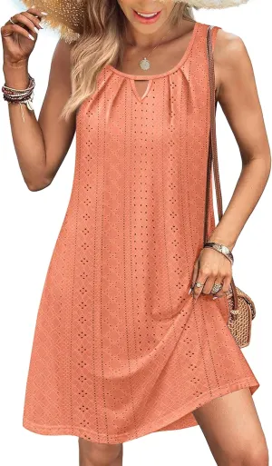 Summer Dresses for Women Sleeveless Beach Vacation Coverup with Pockets (S-2XL)