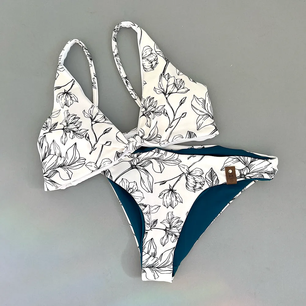 Swim Kit | Floral Silhouettes   Dark Teal