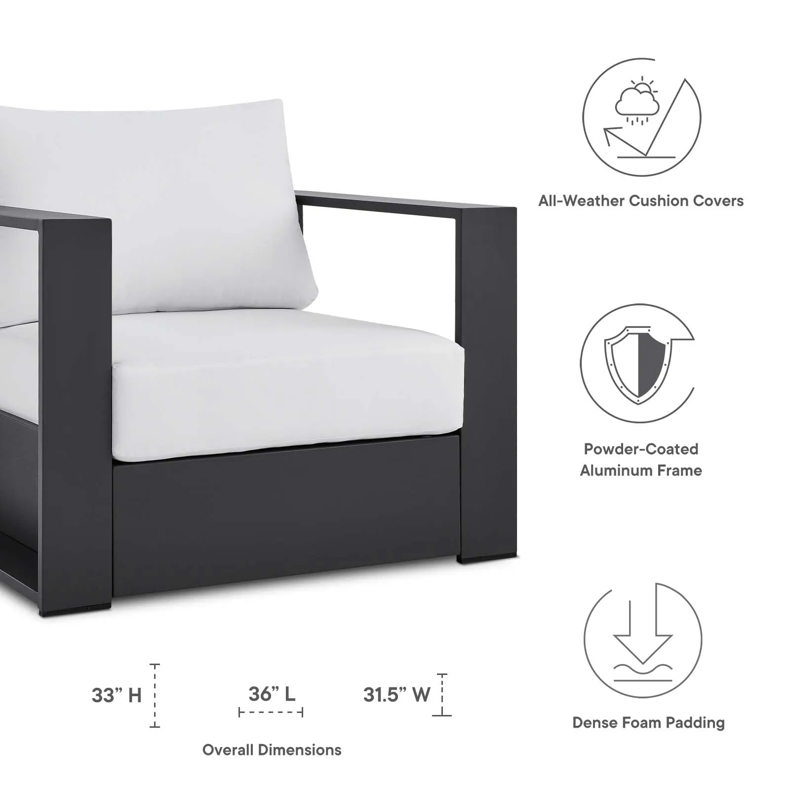 Tahoe Outdoor Patio Powder-Coated Aluminum 2-Piece Armchair Set