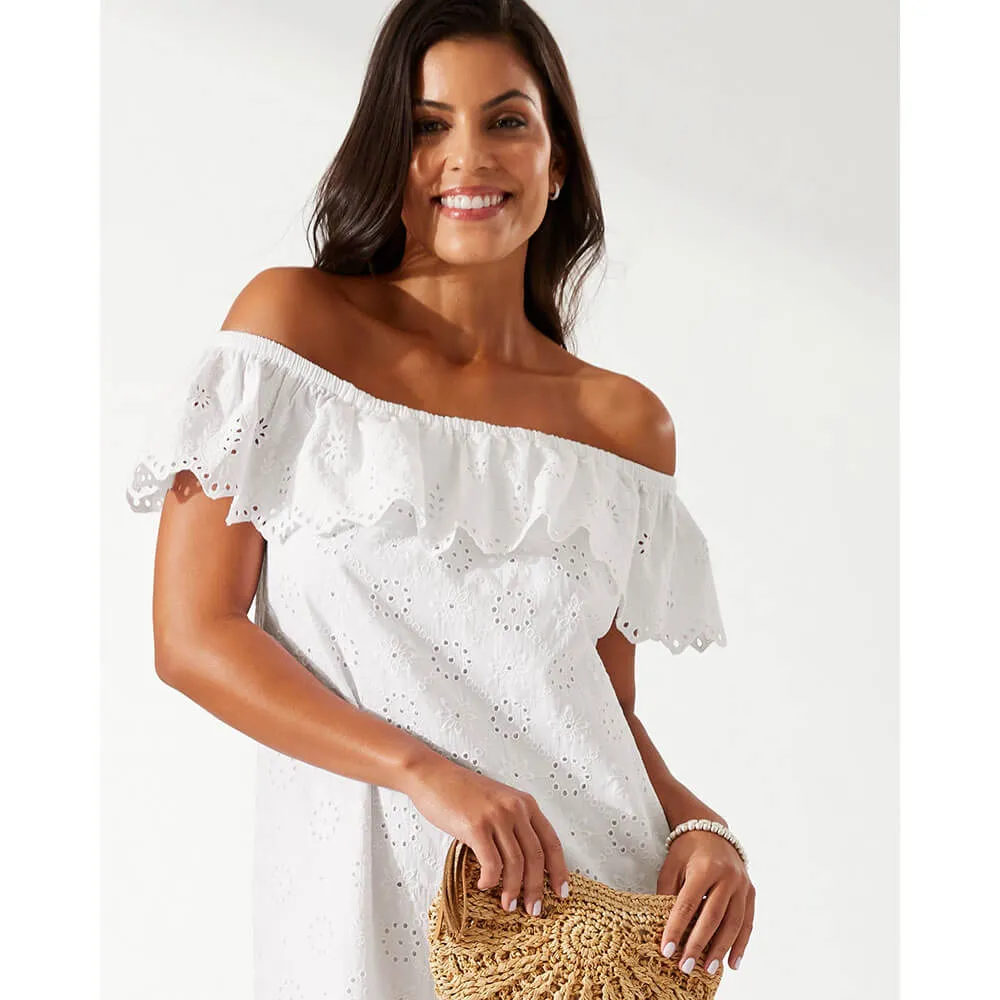 Tommy Bahama Harbour Eyelet Off The Shoulder Dress Cover Up - White*