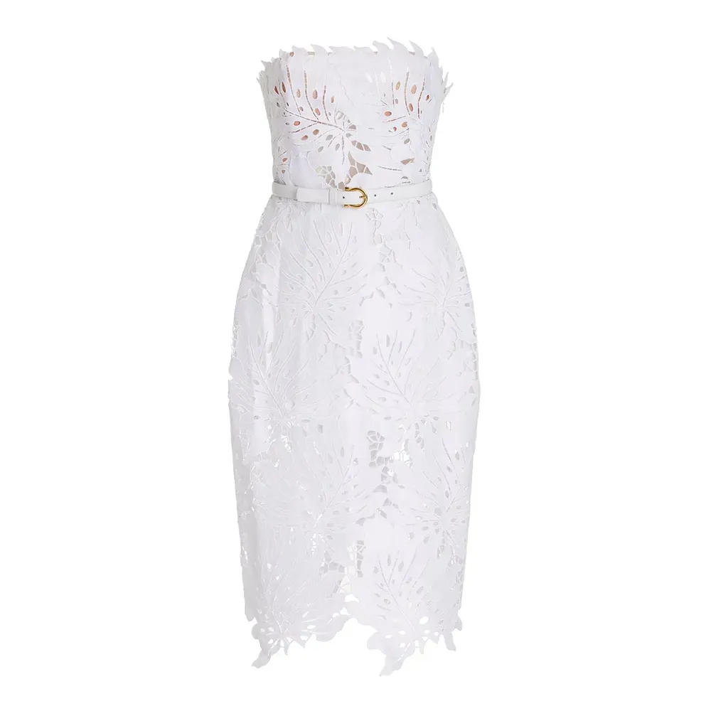 Trendy White Flower Lace Hollow Out Dress