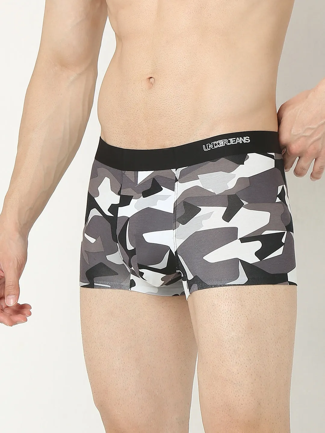 Underjeans By Spykar Men Super Premium Printed Bonded Elastic Anthra Trunk