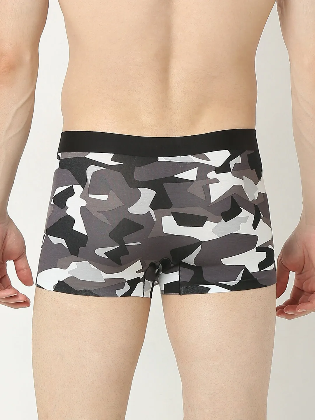 Underjeans By Spykar Men Super Premium Printed Bonded Elastic Anthra Trunk